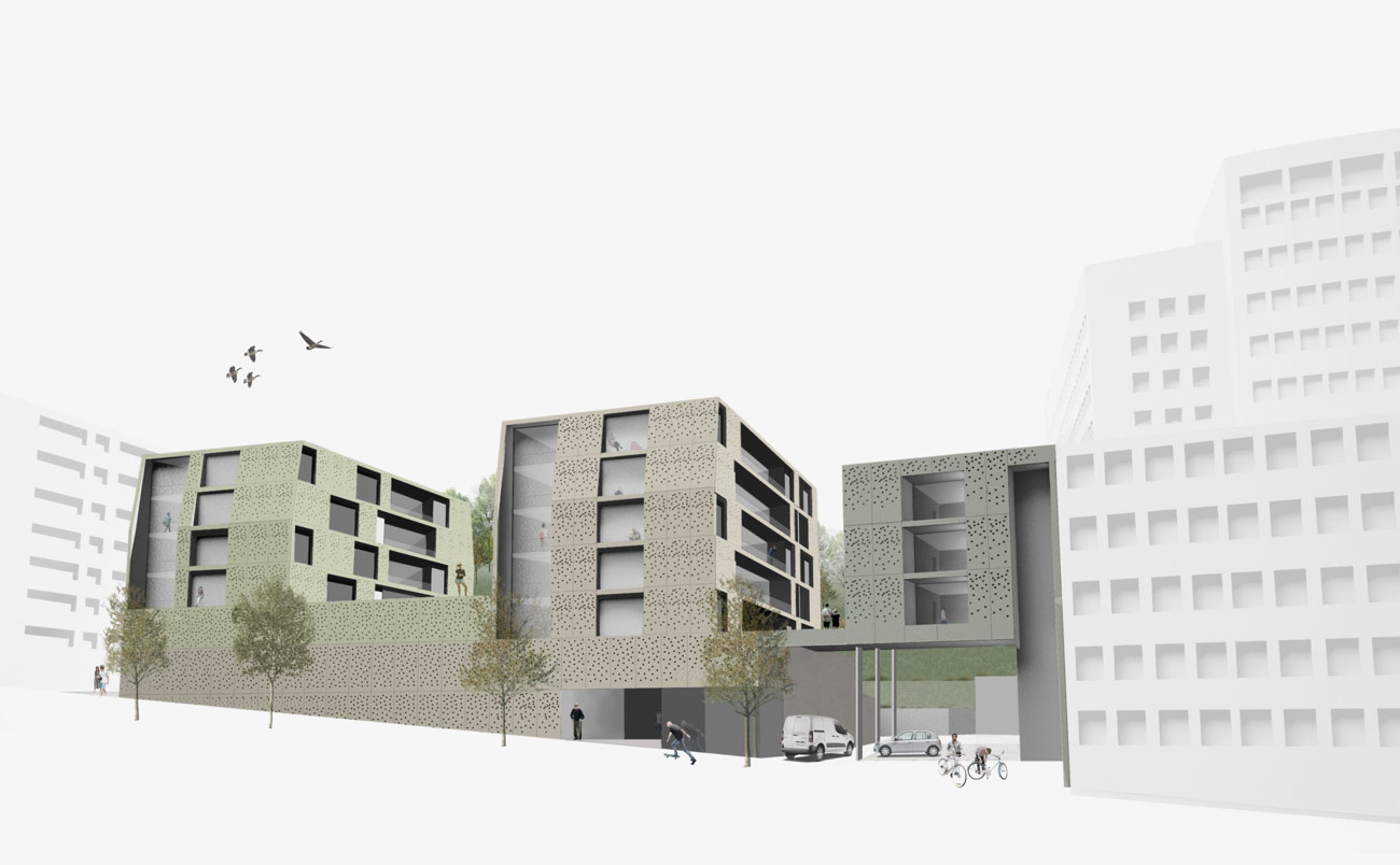 logements sociaux a la rue st. martin vista frontal dibujo