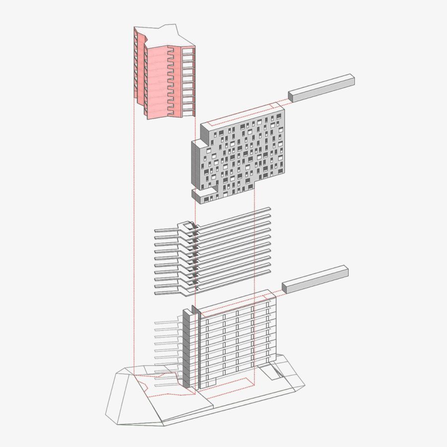 romeo y julieta vista secciones edificio dibujo olalquiaga arquitectos 2011